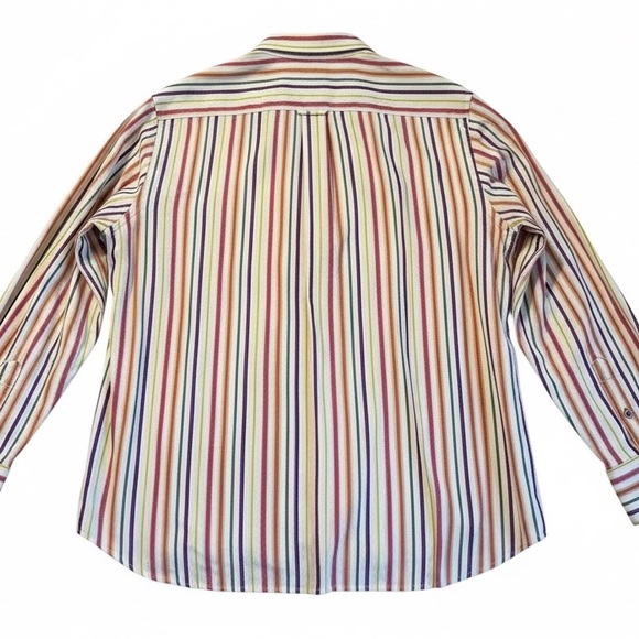 Robert Graham 2XL Multicolor Stripe Button Down Shirt Paisley Trim - Picture 3 of 12